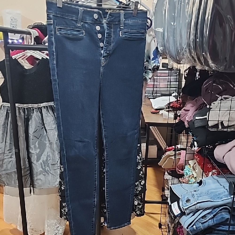 High Rise Blue Jeans with Classic Indigo Wash